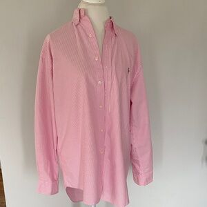Mens Polo Ralph Lauren Yarmouth Pink Striped Oxford Shirt (Size 15-1/2)